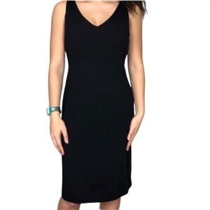 EILEEN FISHER Sheath Sleeveless V-Neck Tank Dress Black Medium